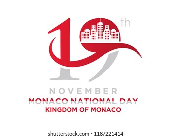 Monaco national day in November 19 th. Happy independence day. Vector. 5k