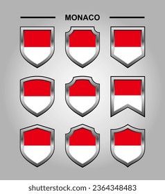 Bandera de los emblemáticos monegascos con escudo de lujo
