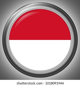 Monaco National Flag in Circle Metall Frame Template with light and shadow effect - Vector Illustration
