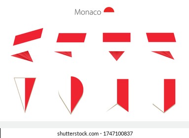 Monaco national flag collection, eight versions of Monaco vector flags. Vector illustration.