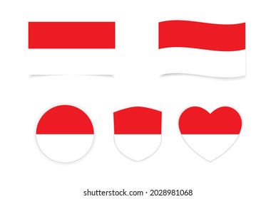 monaco national flag icon and badge shield heart shape