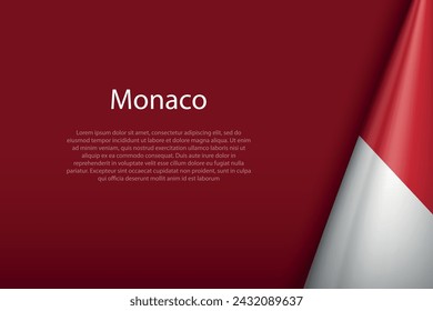 Monaco Nationalflagge isoliert auf dunklem Hintergrund mit Copyspace