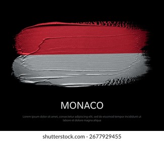 Monaco national flags on dark background in grunge style artwork