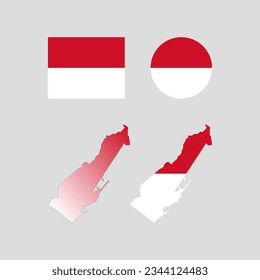 Monaco national map and flag vectors set....