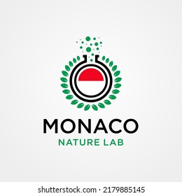 Monaco Nature Lab Logo Design Concept Vector. Creative Lab with leaf Logo Template. Icon Symbol