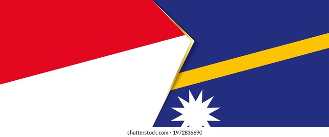 Monaco and Nauru flags, two vector flags symbol of relationship or confrontation.