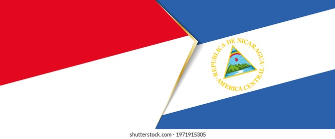 Monaco and Nicaragua flags, two vector flags symbol of relationship or confrontation.