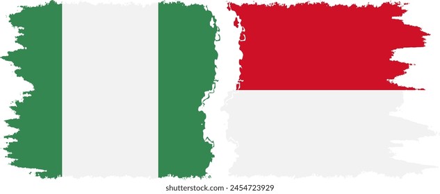 Monaco and Nigeria   grunge flags connection, vector