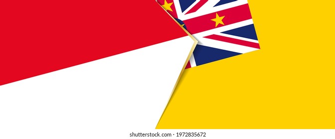 Monaco and Niue flags, two vector flags symbol of relationship or confrontation.