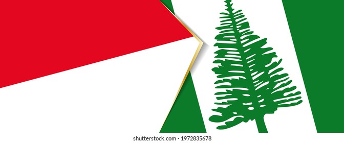 Monaco and Norfolk Island flags, two vector flags symbol of relationship or confrontation.