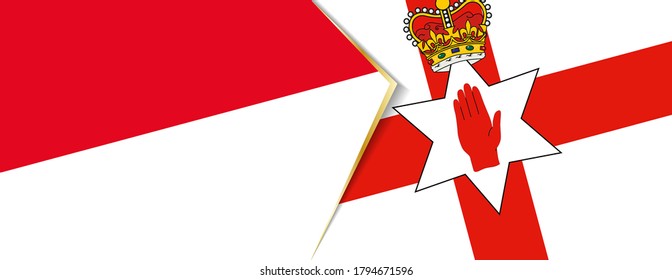 Monaco and Northern Ireland flags, two vector flags symbol of relationship or confrontation.