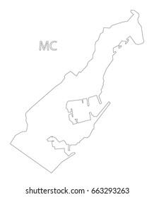 Monaco outline silhouette map illustration with black shape