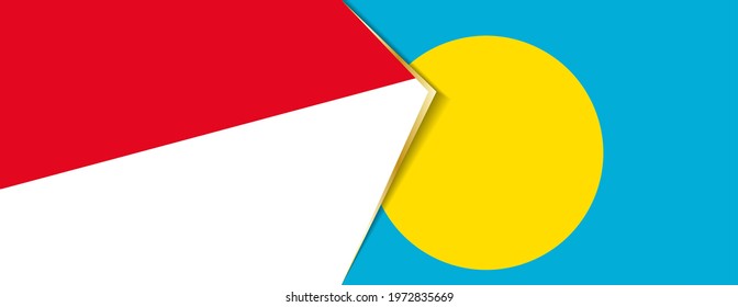 Monaco and Palau flags, two vector flags symbol of relationship or confrontation.