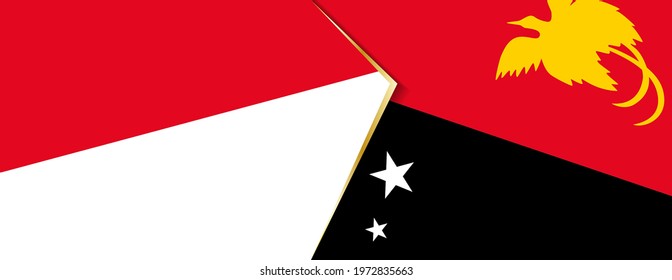 Monaco and Papua New Guinea flags, two vector flags symbol of relationship or confrontation.