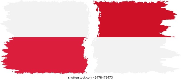 Monaco and Poland grunge flags connection, vector