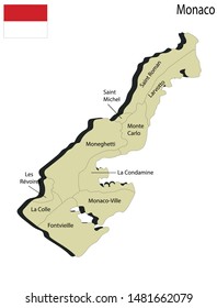 Monaco political map vector illustration