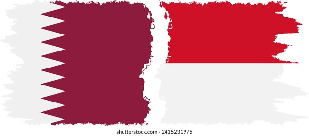 Monaco and Qatar grunge flags connection, vector