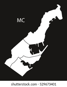 Monaco with quarters Map black white