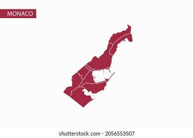 Mapa rojo de Mónaco, vector detallado.