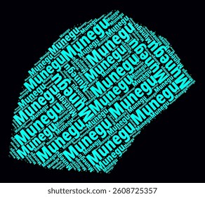 Monaco Regions Word Cloud. Bright neon style design on a dark background. Region names of the country in the French language. Country shape with administrative division. Classy vector illustration.