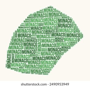 Monaco regions word cloud. Country logo design. Regions typography style vector image. Monaco colored text cloud. Elegant vector illustration.