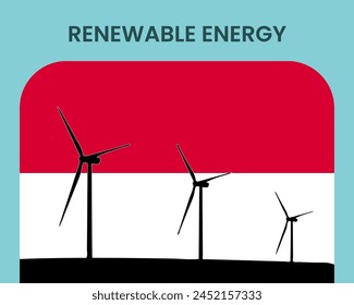 Monaco renewable energy, environmental and ecological energy idea, wind turbine with Monaco flag, electrical industry, alternative solar power