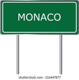 Monaco road sign green vector illustration