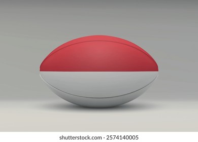 Monaco rugby ball featuring the national flag design on a gray background