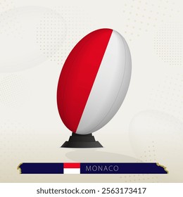 Monaco Rugby Ball on Rugby Kicking Tees with Modern Design. Illustration perfect for sports, national pride, and rugby-related projects.