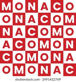 Monaco seamless pattern with a red and white plaid background like the colors of the Monaco flag