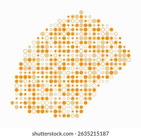Monaco, shape of the country build of colored cells. Digital style map of the Monaco on white background. Large size circle blocks. Creative vector illustration.
