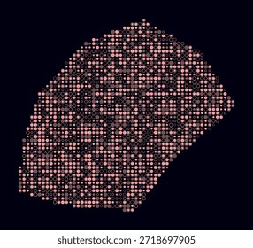 Monaco, shape of the country build of colored cells. Digital style map of the Monaco on dark background. Small size circle blocks. Simple vector illustration.