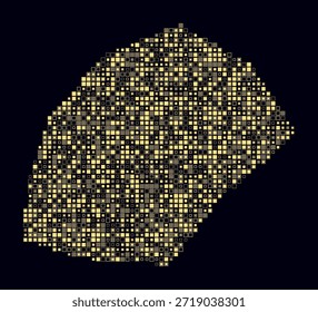 Monaco, shape of the country build of colored cells. Digital style map of the Monaco on dark background. Small size square blocks. Vibrant vector illustration.