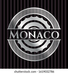 Monaco silvery badge or emblem. Vector Illustration. Mosaic.