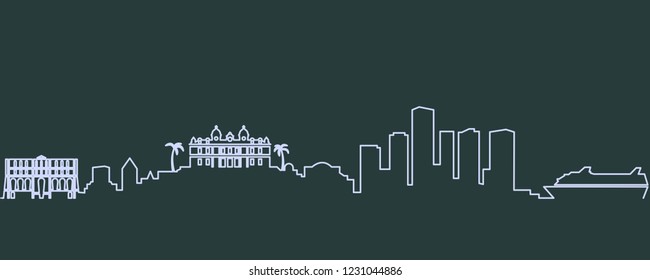 Monaco Single Line Skyline