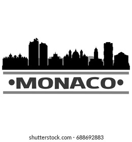 Monaco Skyline Silhouette City Vector Design Art