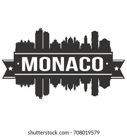 Monaco Skyline Silhouette City Vector Design Art Stencil.