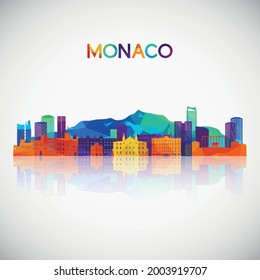 Monaco skyline silhouette in colorful geometric style. Symbol for your design. Vector illustration.