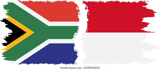 Monaco and South Africa grunge flags connection, vector