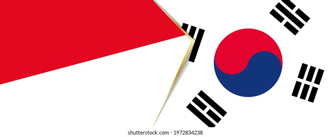 Monaco and South Korea flags, two vector flags symbol of relationship or confrontation.