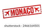 Monaco - is a sovereign city-state and microstate on the French Riviera, text emblem stamp with airplane
