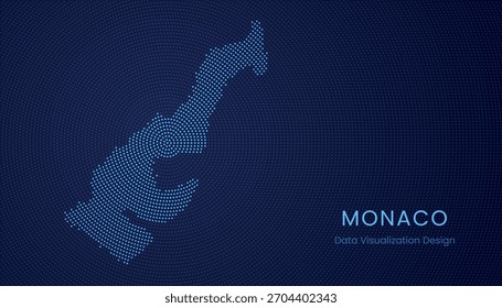 Mónaco estilizó el mapa punteado en el moderno concepto de visualización de tecnología de datos circular.