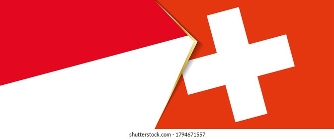 Monaco and Switzerland flags, two vector flags symbol of relationship or confrontation.