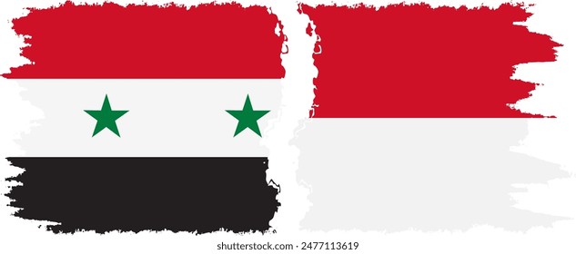 Monaco and Syria grunge flags connection, vector