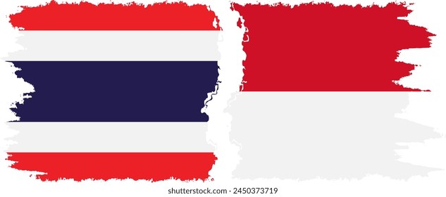 Monaco and Thailand grunge flags connection, vector