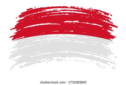 Monaco torn flag in grunge brush stroke, vector image