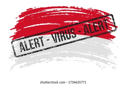 Monaco torn flag with a stamp with the words alert virus, vector image
