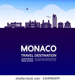 Monaco travel destination grand vector illustration.