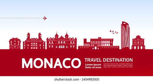 Monaco travel destination grand vector illustration.