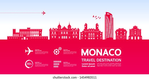 Monaco travel destination grand vector illustration.